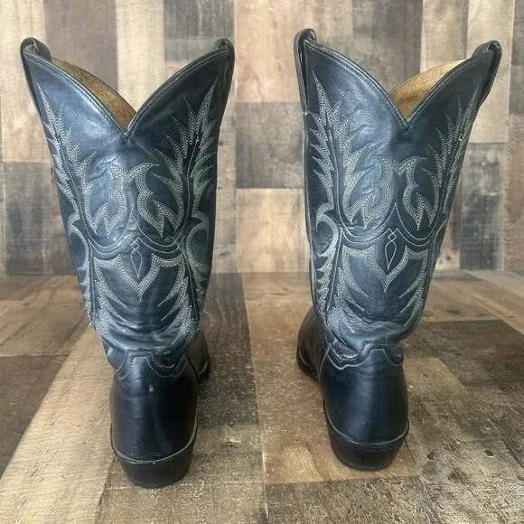 Tony Lama Vintage Black Western Cowboy Boots Mens 11 EE